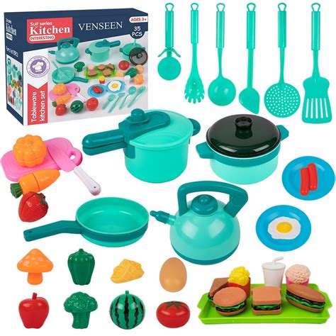 Liberry 35pcs Kids Kitchen Play Toys Cookware Playset With Pots And