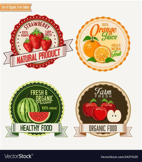 Set Of Fresh And Organic Labels Royalty Free Vector Image Fruit