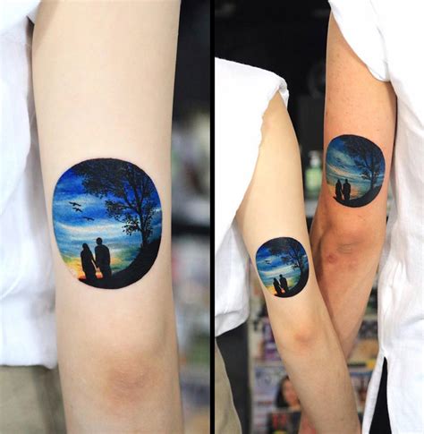 See more ideas about couple tattoos, tattoos, matching tattoos. Couples Romantic Nature Circular Tattoo | Best tattoo ...