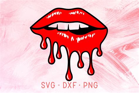 Download Red Dripping Lips SVG DXF PNG Cut Files For Cricut Glossy ...