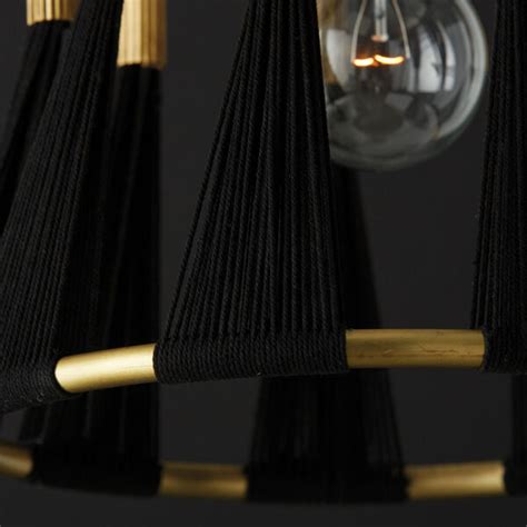 Capital Lighting Fixture Company Bianca Black Rope And Patinaed Brass One Light Tapered String