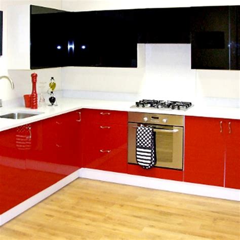 Our team offers professional priming. Slab Kitchen Cabinet Door in Solid Red - AKC