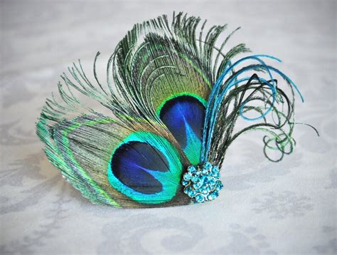 peacock feather hair accessories turquoise bridal hair clip etsy