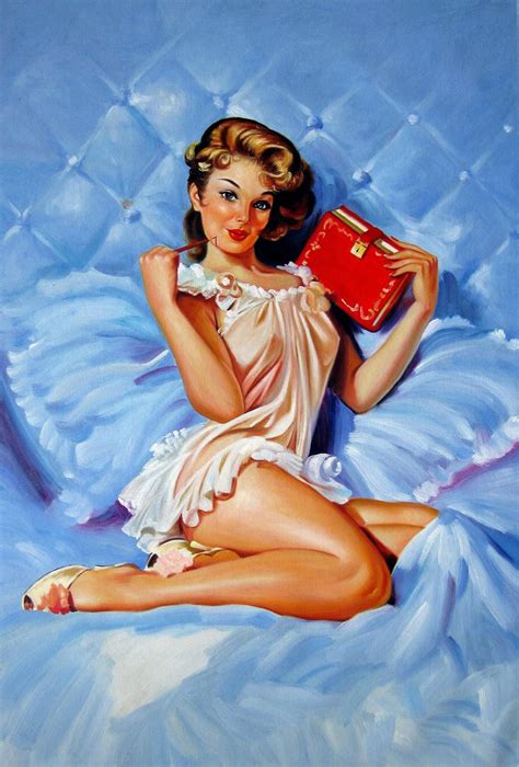 X Inches Rep Gil Elvgren Stretched Oil Painting Canvas Art Wall Decor M D Paintings