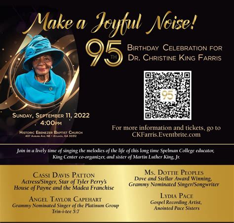 Dr Christine King Farris Will Be Honored During A Special 95 Years Of