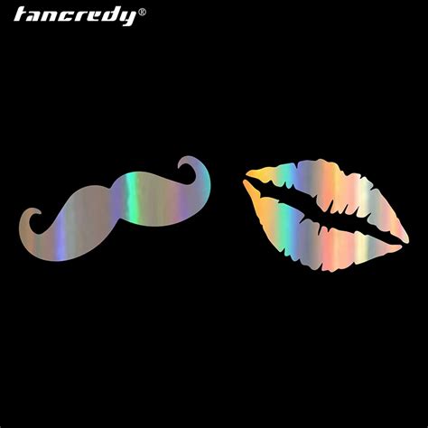 Tancredy Cm Cm Moustache Kissing Lips Car Sticker Car Bumper