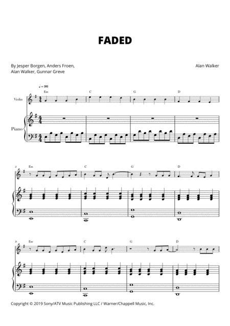 Faded Easy Beginner Piano Free Music Sheet