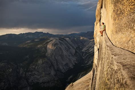 Alex Honnold Free Solo Climbing Half Dome In Yosemite Park Image Id