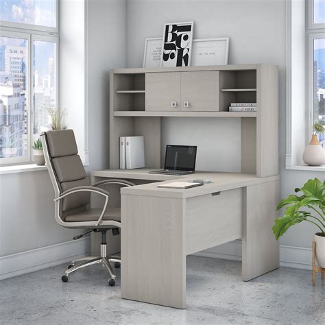 Office By Kathy Ireland Echo L Shaped Desk With Hutcheh Ech031gs