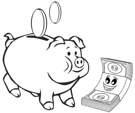 Use these images to quickly print coloring pages. Piggy Bank Paper Money Coloring Page