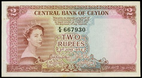 Her majesty queen elizabeth ii (elizabeth alexandra mary) is the current queen of the. Ceylon 2 Rupees 1952 Queen Elizabeth II|World Banknotes ...
