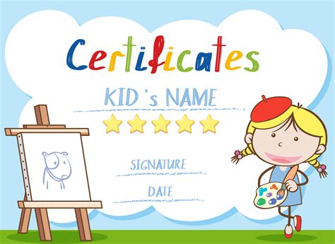 Certificate Template With Girl Painting 606042 Vector Art At Vecteezy