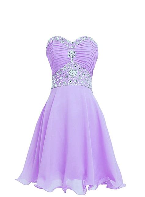 Beautiful Light Purple Beaded Homecoming Dress Short Chiffon Prom Dre