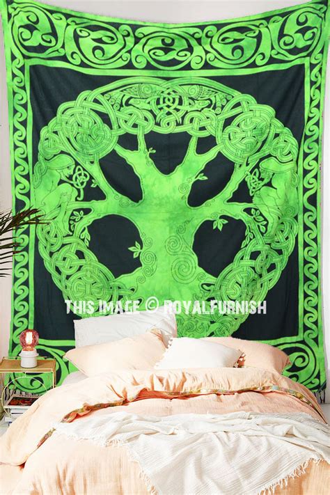 Celtic circle tapestry bedspread in blue, black & purple $ 30.95. Green Celtic Tree of Life Tapestry Wall Hanging Bedspread Bedding - RoyalFurnish.com