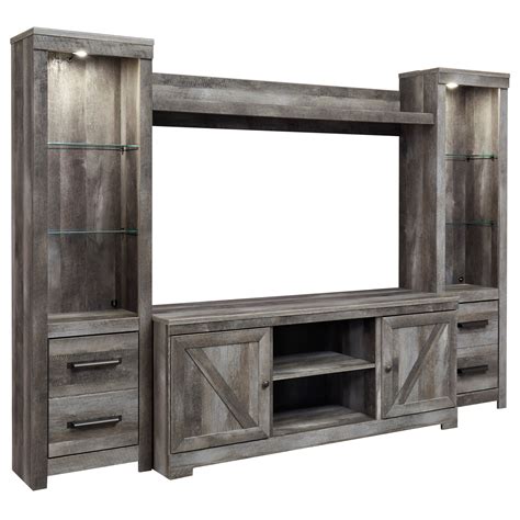 Signature Design By Ashley Wynnlow Wall Unit With 2 Piers In Rustic