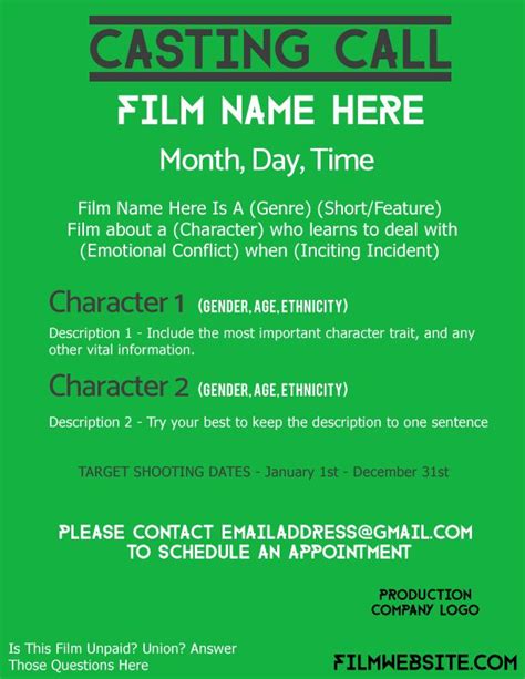 How To Make A Casting Call Poster Examples And Templates Filmtoolkit