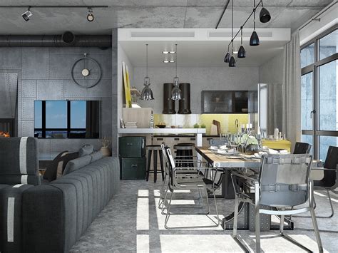 Industrial Loft Apartment Design Ideas With Elegant Dark Shades