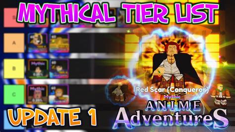 Anime Adventures Mythical Tier List Update Anime Adventures Roblox Youtube