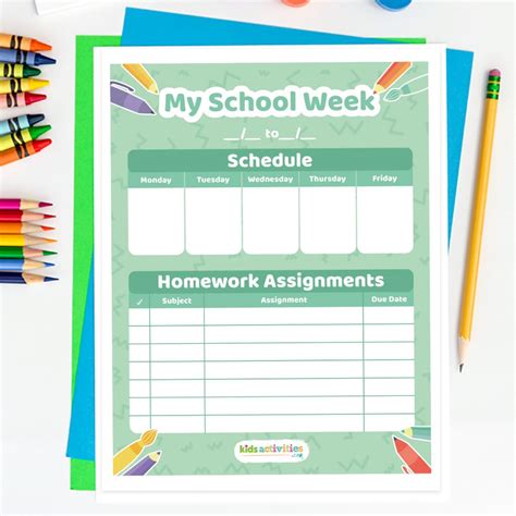 Free Printable Weekly Homework Calendar To Keep Kids Organized