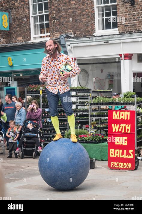 The Man With Big Balls Street Entertainer In York Stock Photo Alamy