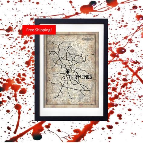Amcs The Walking Dead Terminus Map Vintage Design By Mancavestore