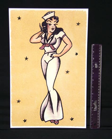 Navy 1 Large Vintage Sailor Jerry Traditional Style Tattoo Pin Up Poster Print Ebay