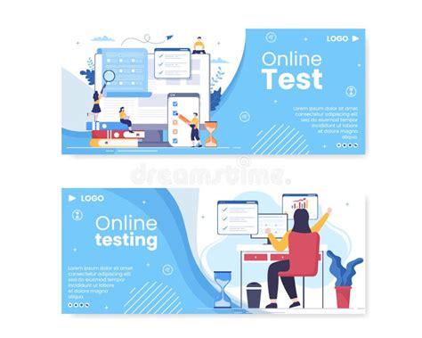 Online Testing Course Banner Template Flat Design Illustration Editable