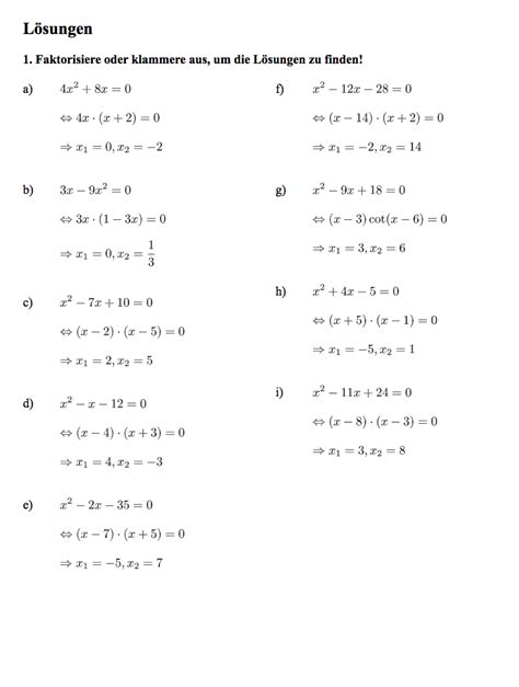 Die antwort auf diese frage ist dann die lösung der gleichung. Übungsblatt quadratische Gleichungen lösen: ausführliche ...