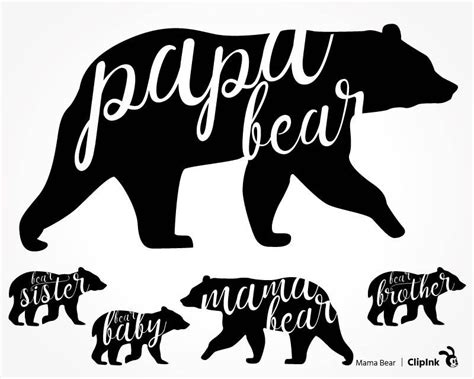 Mama bear svg, bear clipart, papa bear, sister, brother ...