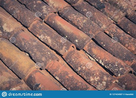 Old Roof Tiles Closeup Vintage Ceramic Roofing Stock Image Image Of
