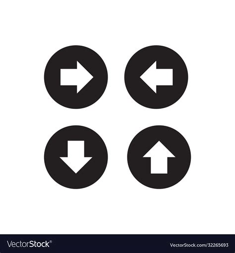 Set Arrow Right Left Up Down Icon Button Vector Image
