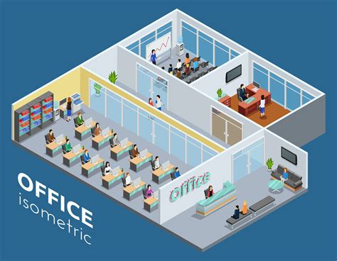 Isometric Office Interior View Poster 476658 Vector Art At Vecteezy