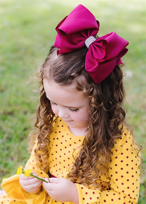 Elegant Rhinestone Centered Looped Knot Solid Hair Bows For Girls