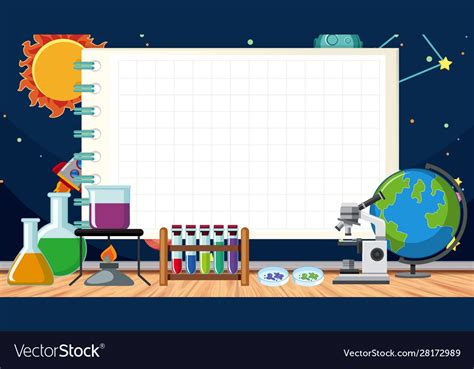Border Template With Science Equipments On The Vector Image