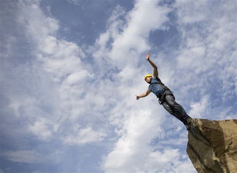 Jump Off A Cliff With A Ropebungee Jumping Stock Image Image Of