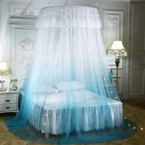 Glxqij Large Romantic Gradient Color Dome Mosquito Net Curtain Princess Bed Canopy Lace Round
