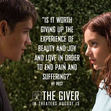 Maybe you would like to learn more about one of these? "Is it worth giving up the experience of beauty and joy and love?" -- NY Post | Giver quotes ...