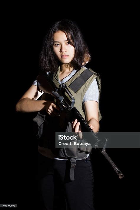 Woman Aiming A Rifle Stock Photo Download Image Now Gun Steyr