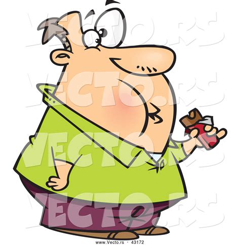 Vector Of A Fat Cartoon Man Eating A Chocolate Candy Bar By Ron Leishman 43172