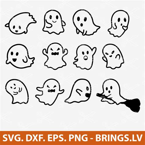 Cute Ghost Svg Halloween Svg Ghost Svg Bundle Ghost Clipart Boo Svg