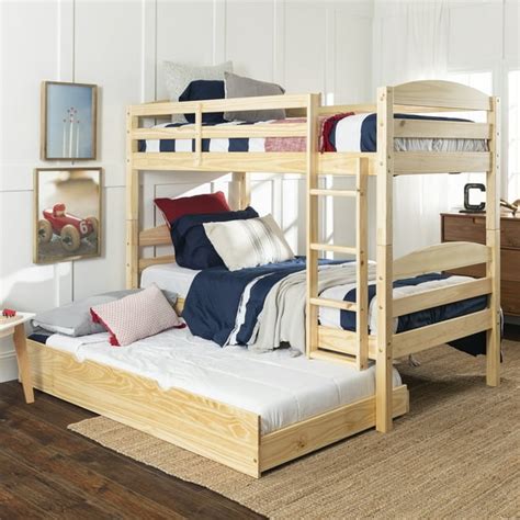 solid wood twin over twin natural bunk bed with storage trundle bed by manor park