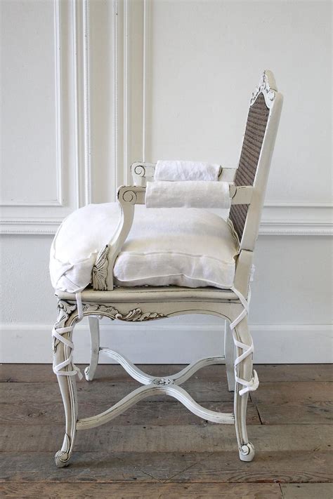 < image 1 of 5 >. 19th Century Country French Cane Back Chair with Linen ...