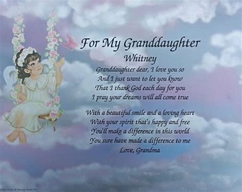 Poem For My Granddaughter Birthday Or Christmas Personalized T