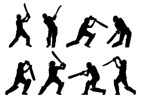 Silhouette Of Cricket Players 127195 Vector Art At Vecteezy