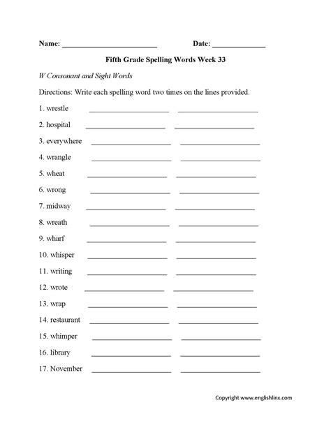 6th Grade Spelling Activities