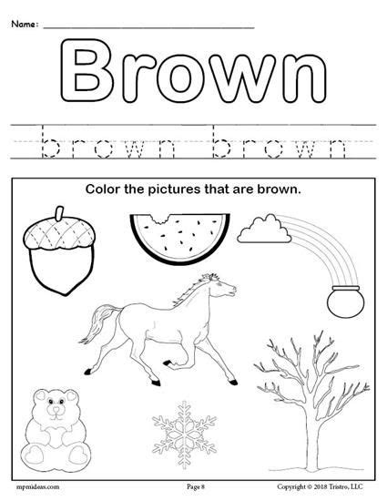 Free Color Brown Worksheet Worksheets Activities And Lesson Plans For
