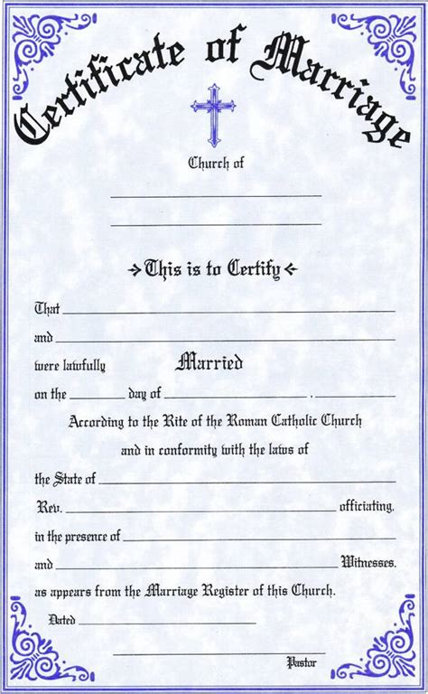 Roman Catholic Certificate Of Marriage Packs Of 50