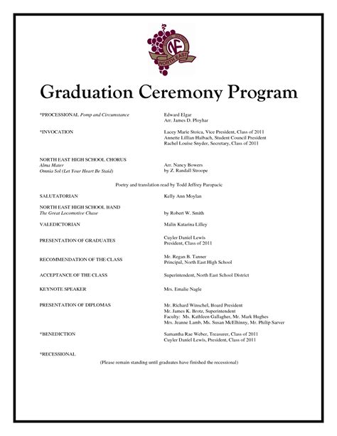 Graduation Program Template Graduation Ceremony Program Sample