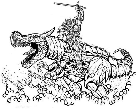Grimlock and Optimus Prime Coloring Page Nyomtatható, Színező