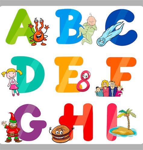 Educação Letras De Alfabeto De Desenho Animado Para Crianças Vetor